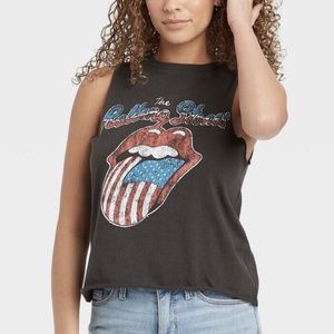 2/$20 🙌🏻 Rolling Stones cut off tank top - BLACK